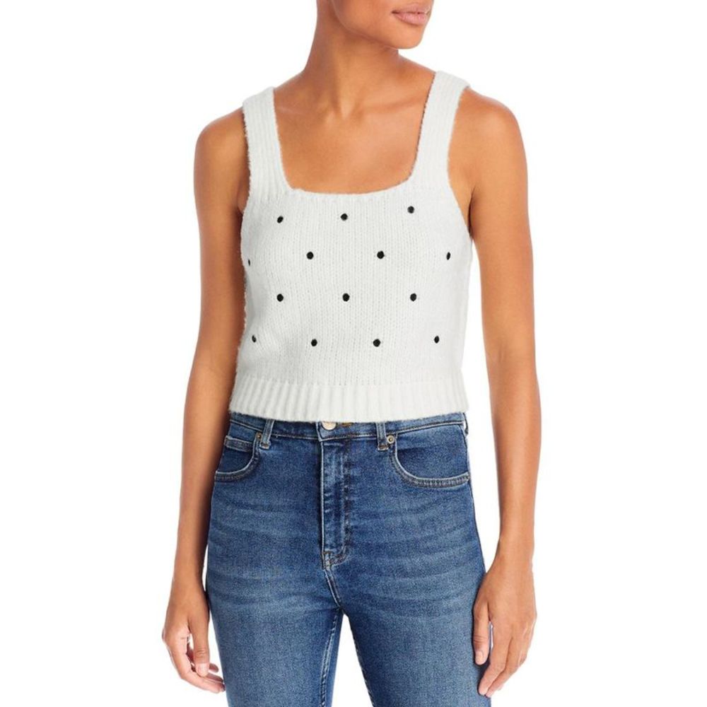 English Factory Womens B/W Cropped Polka Dot Tank Top Sweater Shirt NWOT